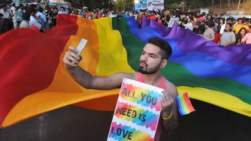 Protest targeting India's anti-gay law, Section 377 (Mujeeb Faruqui photo courtesy of Hindustan Times)